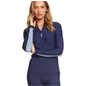 Helen Jon S Surf Hooded Shirt Long Sleeve Rash Guard Island Batik Navy